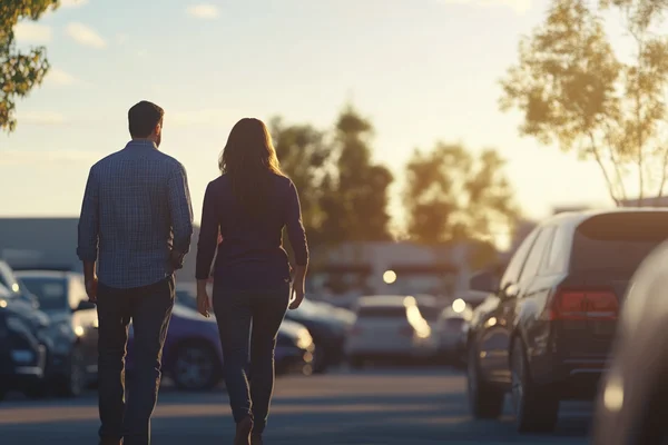Customer and dealership representative reviewing vehicle options